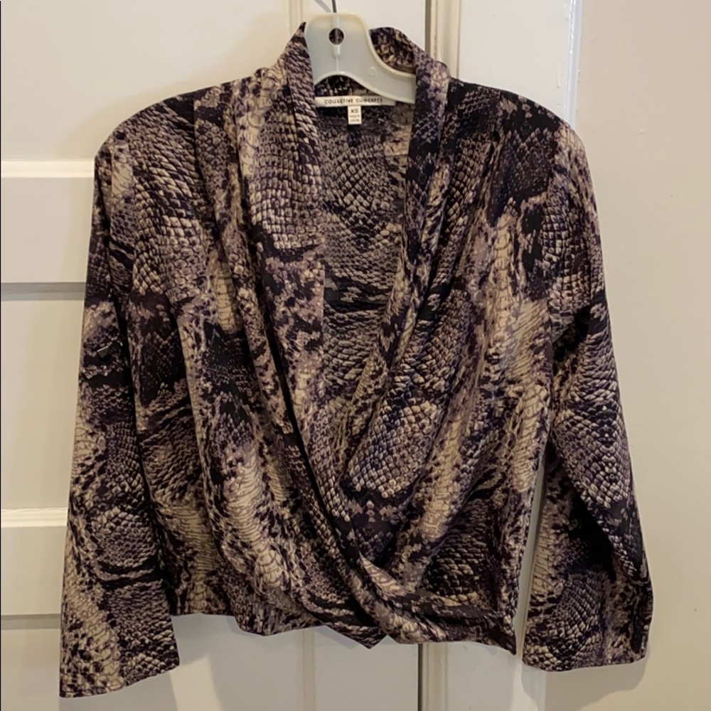 Collective Concepts snake print wrap around blouse